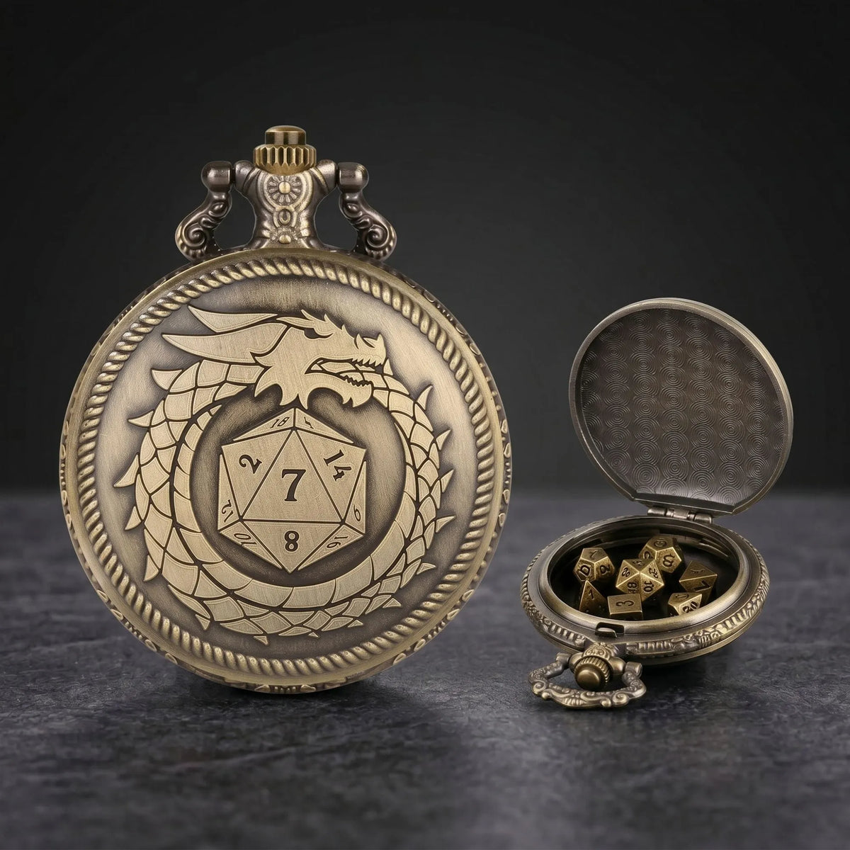 Ouroboros Dragon Pocket Watch Dice Set