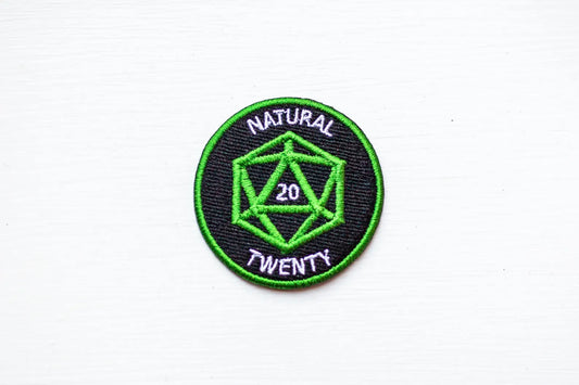 NATURAL TWENTY - Fantasy Tabletop RPG Inspired Scout/Achievement Iron On Patch