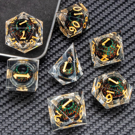 Dragon Eyeball  Fantasy Tabletop RPG Sharp Resin Liquid  Dice Set