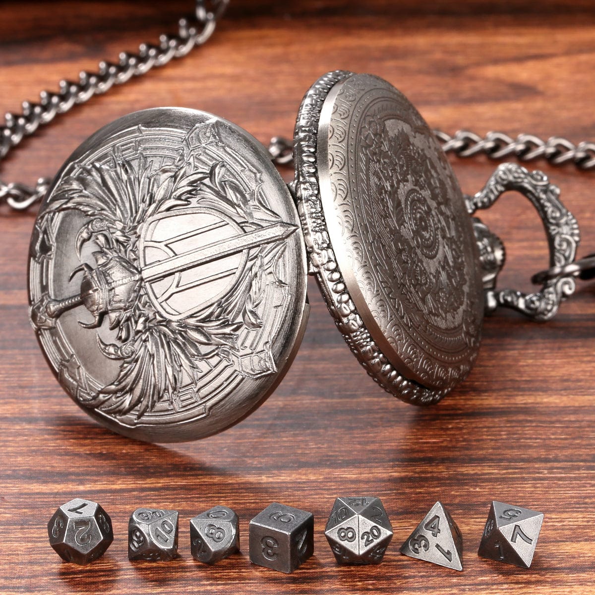 Sword with Shield Pocket Watch Dice Set