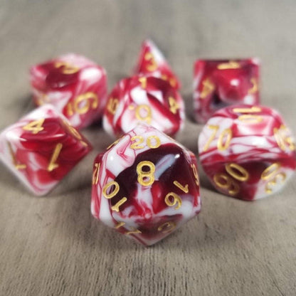 Red White "Dragon's Blood" Polyhedral dice