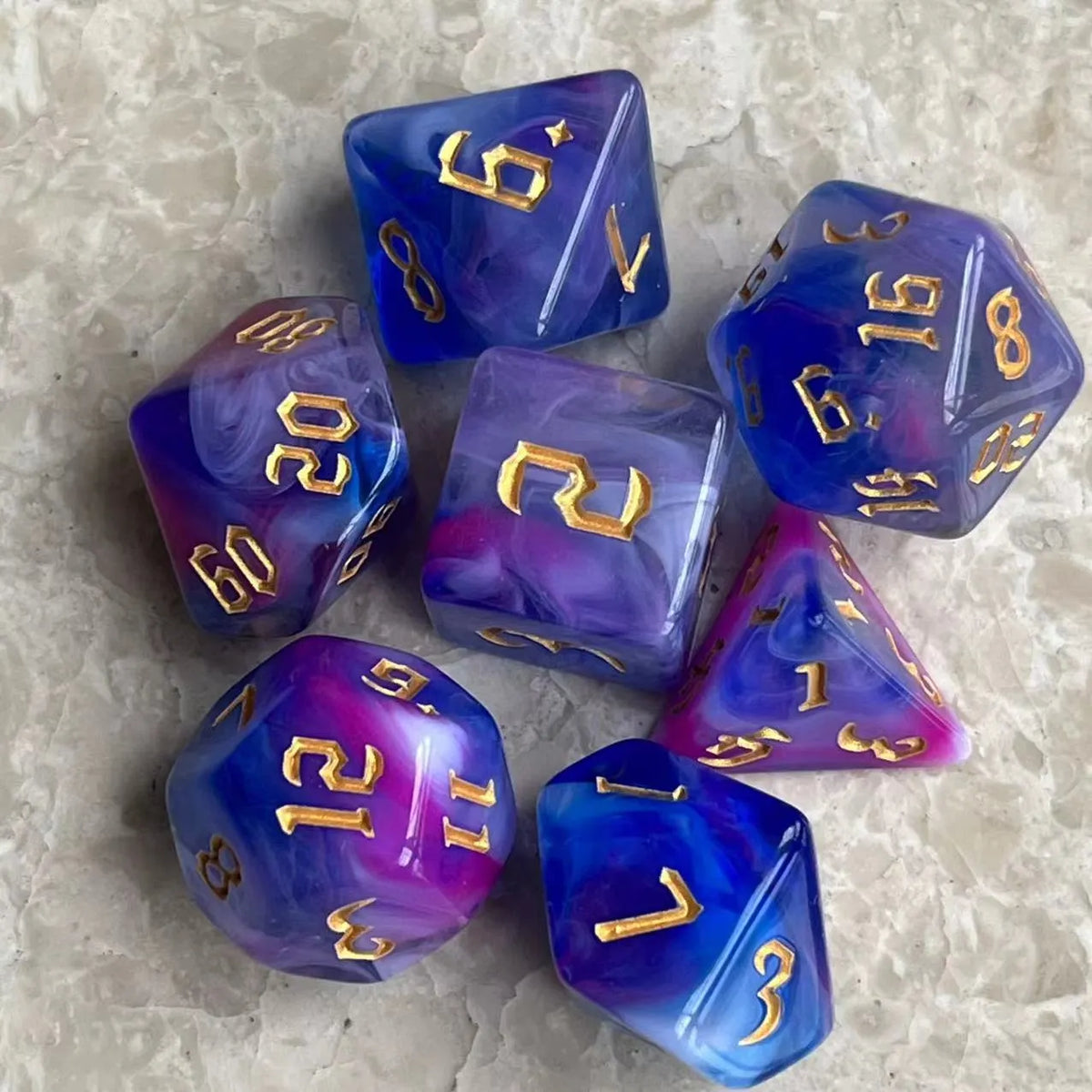 Purple Swirl Dice Set