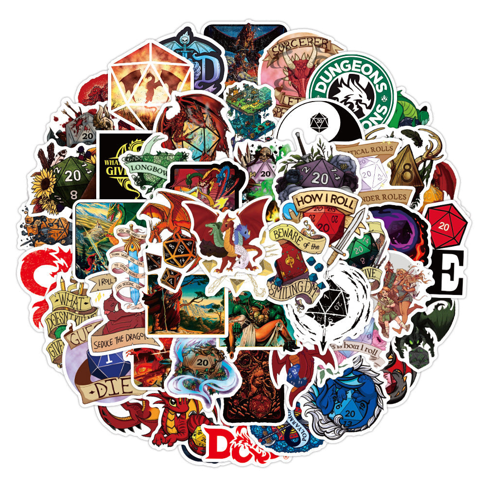 50 PCS Fantasy Tabletop RPG Stickers