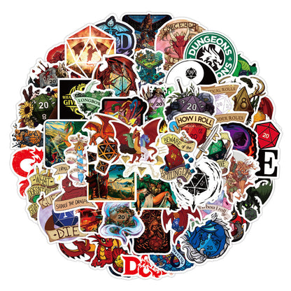 50 PCS Fantasy Tabletop RPG Stickers