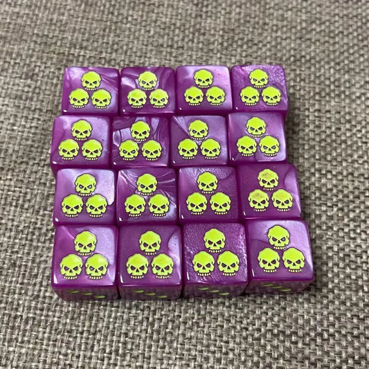Corrupted Purple Green Skull Resin Dice