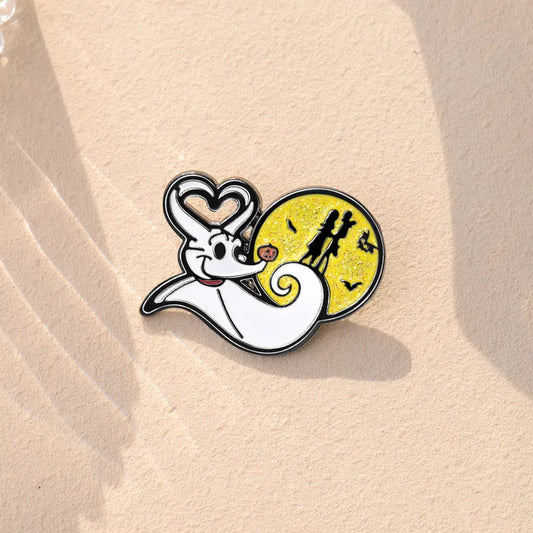Halloween ghost pumpkin love story enamel cute pin