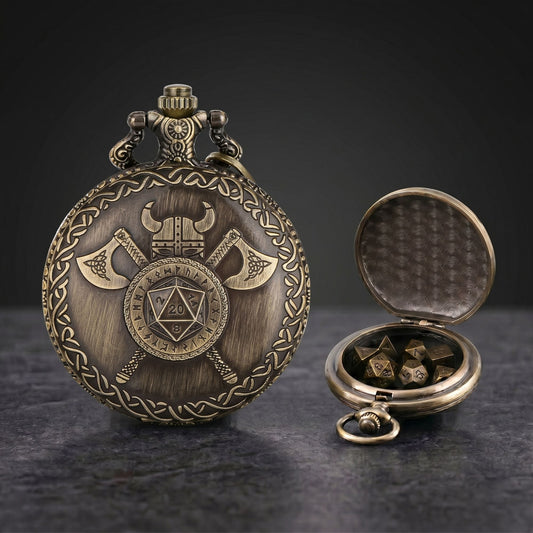 Viking Warrior Pocket Watch Dice Set