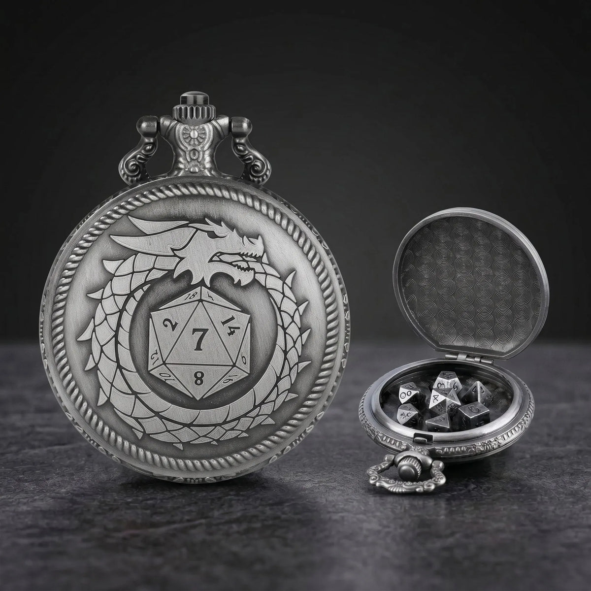 Ouroboros Dragon Pocket Watch Dice Set