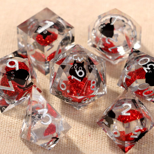Sparkling Crimson Liquid Core Dice